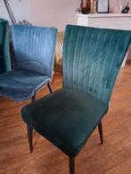 Eetkamerstoelen Velours blauw groen bijpassende fauteuil, Ophalen, Twee, Blauw, Zo goed als nieuw
