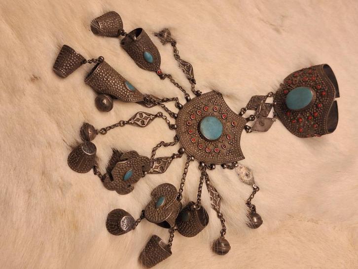 Zilveren chatelaines met zilveren vingerhoeden+ringen 260 gr, Antiek en Kunst, Antiek | Goud en Zilver, Zilver, Ophalen of Verzenden