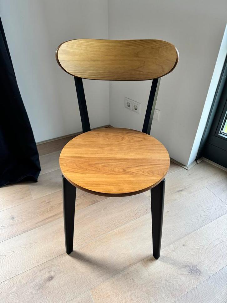 6 Houten Eetkamerstoelen hout- zwart - Jysk, Huis en Inrichting, Stoelen, Zo goed als nieuw, Vijf, Zes of meer stoelen, Hout, Zwart