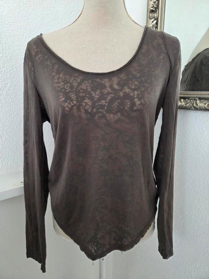 IKKS top, Kleding | Dames, Tops, Gedragen, Maat 42/44 (L), Bruin, Lange mouw, Ophalen of Verzenden