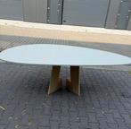 Witte organische kiezel eettafel eiken poot 240 x 120 cm, Ophalen, 100 tot 150 cm, 200 cm of meer, Zo goed als nieuw