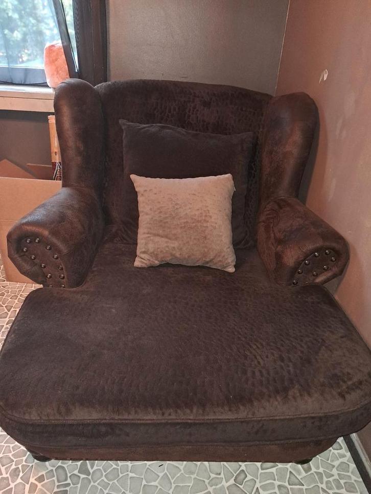 Comfortabele fauteuil met brede zitting, Huis en Inrichting, Fauteuils, Gebruikt, Stof, 75 tot 100 cm, 75 tot 100 cm, Ophalen
