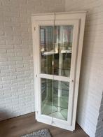 Witte Hoekvitrine met ingebouwde lamp, Huis en Inrichting, Kasten | Vitrinekasten, Ophalen, Met plank(en), Gebruikt, Eikenhout