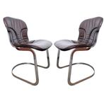 Set Design C2 Stoelen Van Willy Rizzo Voor Cidue Italy, Huis en Inrichting, Stoelen, Ophalen, Gebruikt, Bruin