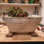 Zware oude metalen plantenbakken op ijzeren pootjes 45 cm Br, Tuin en Terras, Bloembakken en Plantenbakken, Gebruikt, Minder dan 30 cm