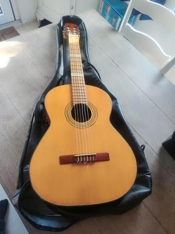 gitaar met leren gitaartas beschikbaar voor biedingen