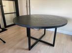 Eettafel Veneta visgraat Ø140 eiken fineer zwart, Ophalen, Rond, Zo goed als nieuw, Vier personen