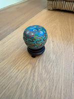 Antiek cloisonne emaille potje op houten voet – handgemaakt, Verzenden