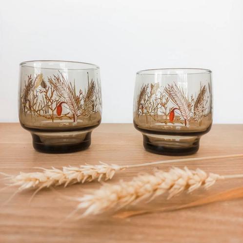 Rookglas glazen met wildflower graanmotief, set van 6, Verzamelen, Glas en Borrelglaasjes, Zo goed als nieuw, Ophalen of Verzenden