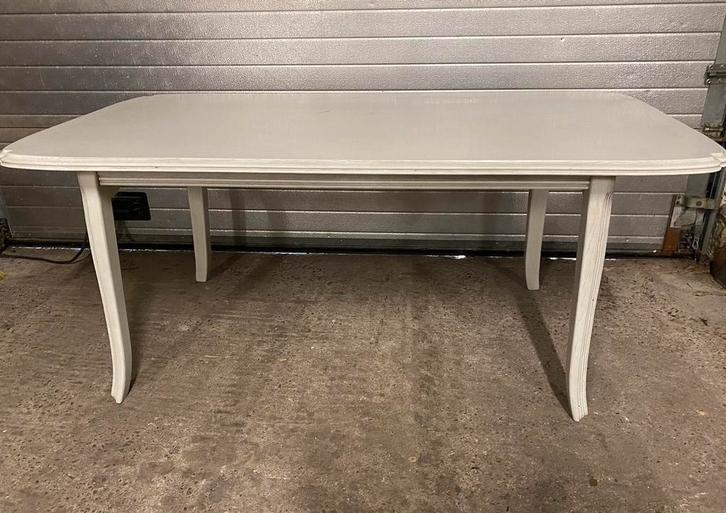 Vintage Eettafel. L175cm. Wit. Hout., Huis en Inrichting, Tafels | Eettafels, Gebruikt, 50 tot 100 cm, 150 tot 200 cm, Vier personen