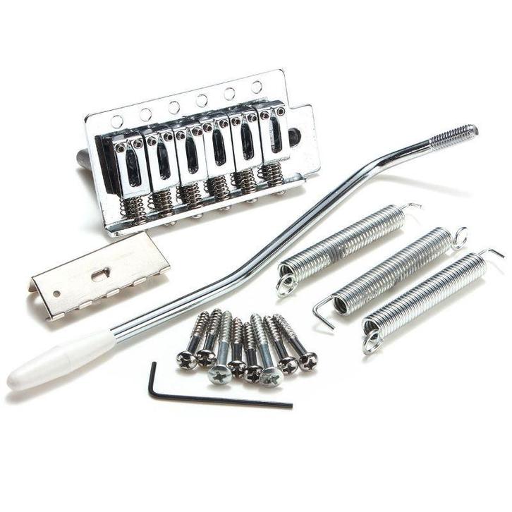 Gitaar tremolo bridge complete set 6 snarig chroom, Muziek en Instrumenten, Instrumenten | Onderdelen, Nieuw, Elektrische gitaar