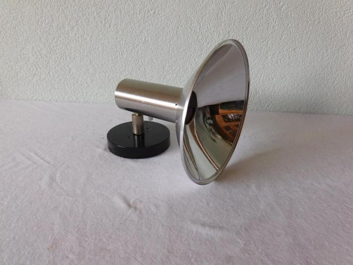 Vintage wandsport van RAAK Amsterdam in chroom - zwart, dsn, Huis en Inrichting, Lampen | Wandlampen, Gebruikt, Metaal, Ophalen of Verzenden