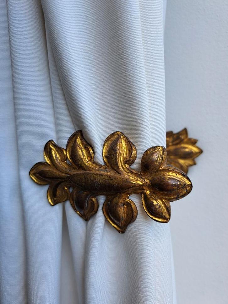 Antieke Gordijnhaak Verguld Bladmotief, Antiek en Kunst, Curiosa en Brocante, Verzenden