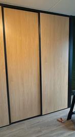 Kastdeuren met rails, zwarte omlijsting, in te korten, Ophalen, Overige materialen, 200 cm of meer, 50 tot 100 cm
