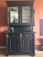 GRATIS OPHALEN - Antieke zwarte buffetkast met vitrinedeuren, Huis en Inrichting, Kasten | Buffetkasten, Ophalen, Gebruikt, 100 tot 150 cm