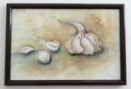 Leuk schilderij Stilleven Knoflook aquarel, gesigneerd., Ophalen of Verzenden