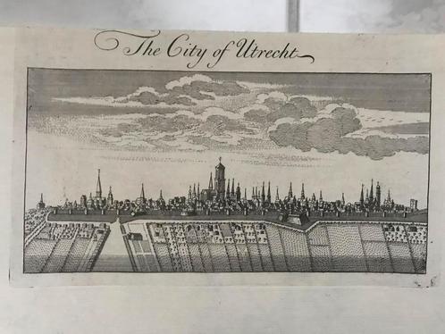Antieke prent The City of Utrecht, 1745, 19x8,5 cm. Mooi!, Antiek en Kunst, Kunst | Etsen en Gravures, Ophalen of Verzenden