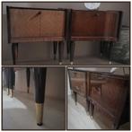 Mid-century set nachtkastjes vintage kastjes, Ophalen, 1 of 2 laden, Zo goed als nieuw, Minder dan 100 cm