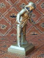 Mooi antiek brons beeldje uit Frankrijk van Pierrot 14,5 cm., Ophalen of Verzenden, Brons