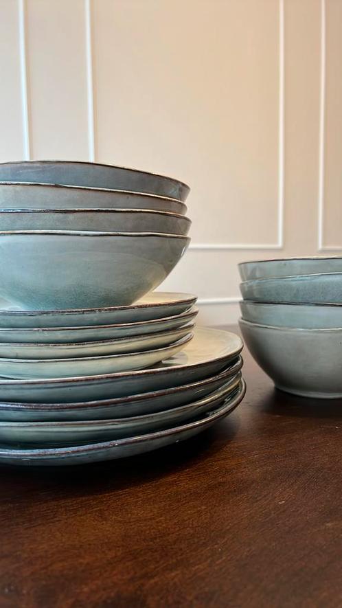 Toscane borden grijs set (XENOS), Antiek en Kunst, Antiek | Servies compleet, Ophalen of Verzenden