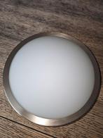 Plafond of wandlamp rond 17,5 cm met rvs en melkglas, Ophalen of Verzenden, Zo goed als nieuw