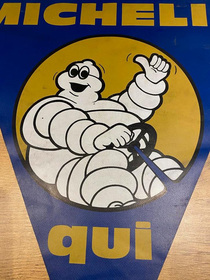 Zeldzaam Michelin Bibendum Canvas Reclamebord, Verzamelen, Automerken, Motoren en Formule 1, Gebruikt, Ophalen of Verzenden