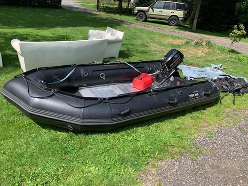 BB-LINE 360 HEAVY DUTY  MET 6 PK MERCURE FOURSTROKE EN KAR, Watersport en Boten, Rubberboten, Zo goed als nieuw, Overige merken