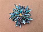 Mahlschatz Thüringer design sieraad broche blauw lila geel, Overige materialen, 4 tot 7 cm, Blauw, Nieuw