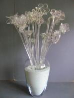 Vaas met glazen Murano bloemen, Ophalen of Verzenden