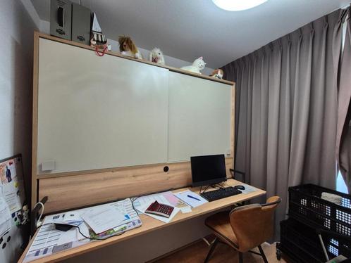 opklapbed in kast, Huis en Inrichting, Slaapkamer | Bedden, Zo goed als nieuw, Eenpersoons, 200 cm, Hout, Beige, Ophalen