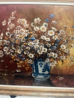 Prachtig antiek groot schilderij ‘ bloementafereel’, Antiek en Kunst, Ophalen of Verzenden