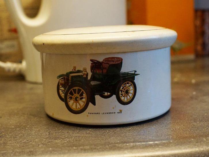 jaren 60 blik met oldtimer afbeelding, Verzamelen, Blikken, Zo goed als nieuw, Overige, Overige merken, Ophalen of Verzenden