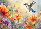Kolibrie en bloemen fotobehang - Ook op maat * Muurdeco4kids, Huis en Inrichting, Stoffering | Behang, Verzenden, Bloemen, natuur, vogels,