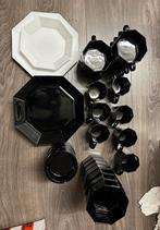 Arcoroc Servies - Vintage Octime Zwart/Wit, Huis en Inrichting, Keuken | Servies, Ophalen, Gebruikt, Glas, Effen
