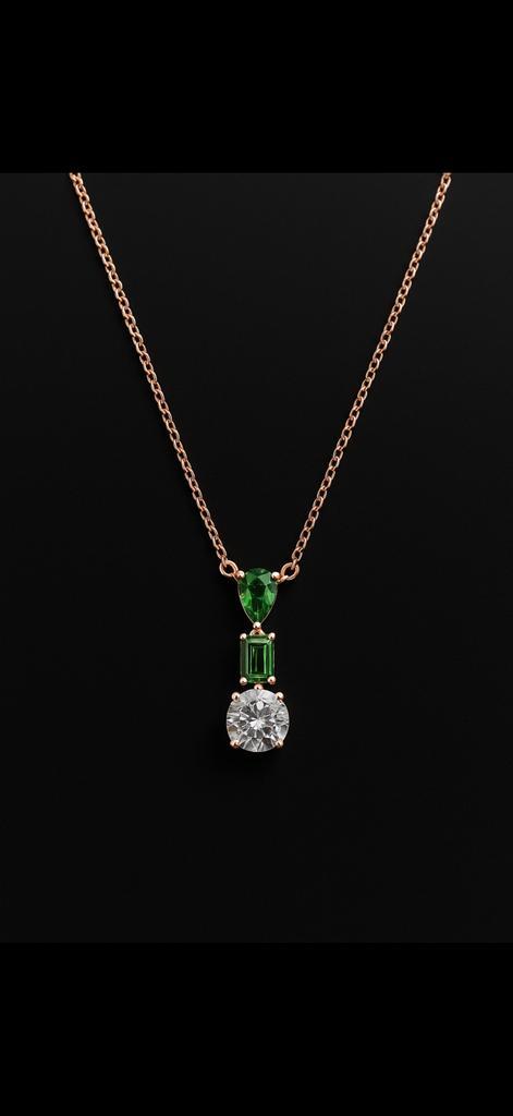 Elegante HalsKetting met diamanten 2.39crt rosé goud 30%SALE, Sieraden, Tassen en Uiterlijk, Kettingen, Nieuw, Goud, Groen, Met edelsteen