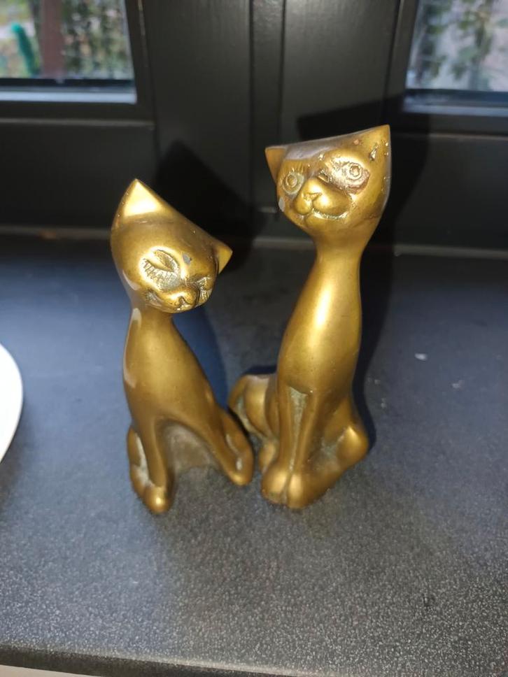 Vintage Messing Poesjes - Set van 2, Antiek en Kunst, Antiek | Koper en Brons, Ophalen of Verzenden