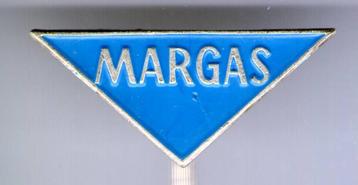 Margas blauw op zilverkleurig brandst0f speldje ( M_137a ) beschikbaar voor biedingen