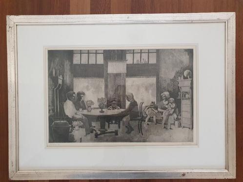 Hele mooi Poppe Damave Zeefdruk Interieur 17 / 100, Antiek en Kunst, Kunst | Litho's en Zeefdrukken, Ophalen of Verzenden