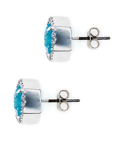 Otazu hexagon set Light Blue maat 53/17 MM, Sieraden, Tassen en Uiterlijk, Oorbellen, Nieuw, Knopjes of Stekers, Zilver, Blauw
