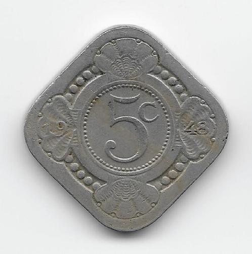 Curaçao 5 cents 1948 KM# 47, Postzegels en Munten, Munten | Amerika, Losse munt, Midden-Amerika, Verzenden