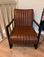 Leather look fauteuil bruin, Ophalen, Zo goed als nieuw, 75 tot 100 cm, 50 tot 75 cm