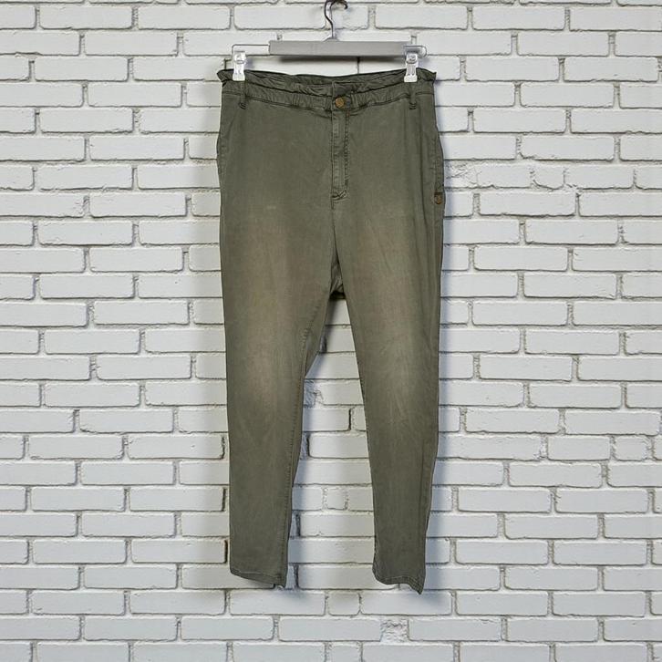 Summum Broek Maat 38 Khaki Groen Skinny Paperbag Super High, Kleding | Dames, Broeken en Pantalons, Zo goed als nieuw, Maat 38/40 (M)