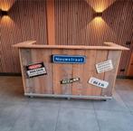 Steigerhouten bar op wielen voor mancave, Huis en Inrichting, Barren, Ophalen, Zo goed als nieuw