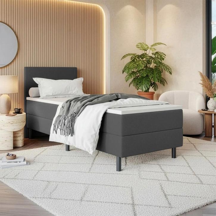 OP=OP Opberg boxspring 80 x 200 Antraciet, Huis en Inrichting, Slaapkamer | Boxsprings, Nieuw, 80 cm, 200 cm, Eenpersoons, Grijs