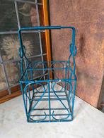 Oud petrol blauw flessenrek, Antiek en Kunst, Ophalen of Verzenden