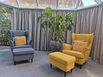 2 stuks Fauteuils met voetenbank IKEA STRANDMON, Ophalen, 75 tot 100 cm, Zo goed als nieuw, Stof