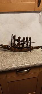 AFRIKAANSE EBBENHOUTEN DRAKENBOOT MET 5 MENSEN 55 CM LANG, Ophalen of Verzenden