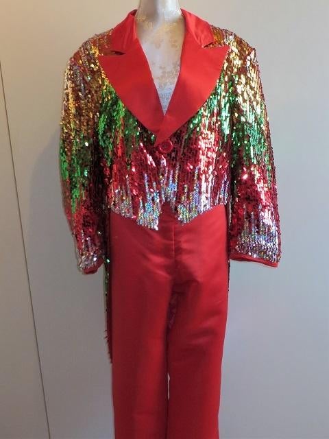 Carnaval Slipjas met pantalon en glitterhoed, Maat 52/54 (L), Carnaval, Nieuw, Ophalen of Verzenden