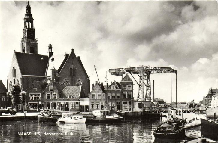 Maassluis, Hervormde Kerk - boot brug - ongelopen, Verzamelen, Ansichtkaarten | Nederland, Ongelopen, Noord-Brabant, Voor 1920