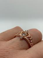 V491 Prachtige zilveren ring rosegold maat 19,25, Overige kleuren, 19 tot 20, Ophalen of Verzenden, X